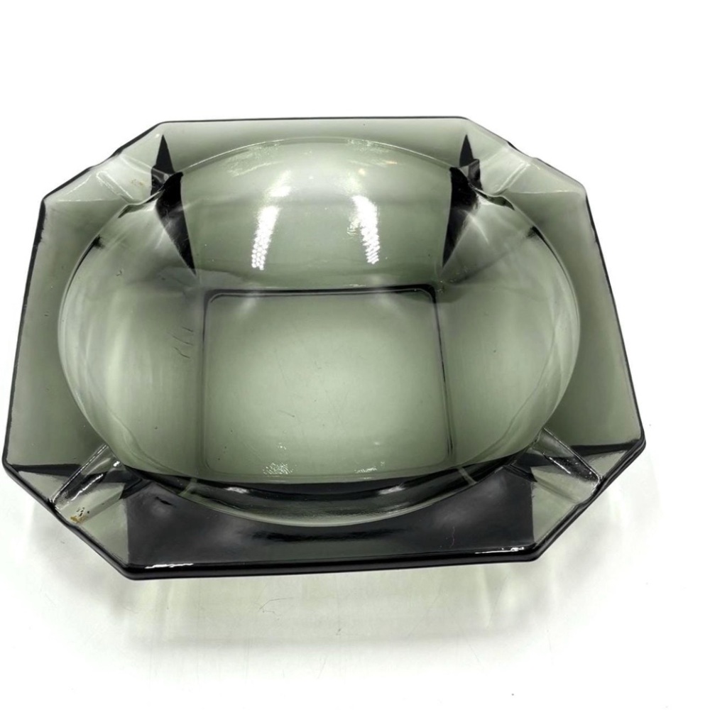 Vintage Smoke Gray Glass Ashtray, Trinket Dish, Bowl or Plant Holder